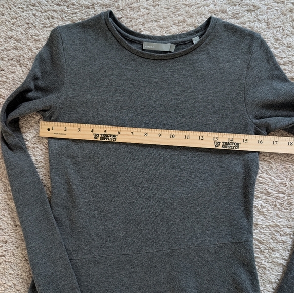 Title: Vince Heather Gray Asymmetrical Seam Fit & Flare Dress – Size M - Picture 10 of 12